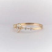 Minimal Altın Yüzük - 14 Ayar Altın Markiz Zirkon Taşlı Minimal Yüzük - Eşe, Sevgiliye Yüzük thumbnail 3