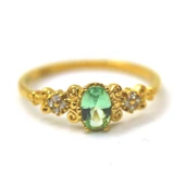 Altın Yüzük - 14 Ayar Altın Oval Topaz Taşlı Evlilik Teklifi Yüzüğü - Eşe, Anneye, Sevgiliye Hediye - 7