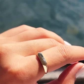 Şövalye Altın Yüzük - 14 Ayar Altın Şövalye Harf İsim Yazılabilir Yüzük - Kişiselleştirilir Yüzük - 11