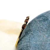 Tria Altın Yüzük - 14 Ayar Altın Tria Mekik Smoky Quartz Taşlı Minimal Kadın Yüzük - Eşe Hediyelik thumbnail 8