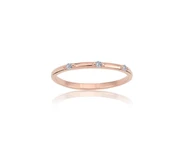 Tria Altın Yüzük - 14 Ayar Altın Üç Taş Zirkon Taşlı Minimal Yüzük - Minimal Altın Yüzük thumbnail 4