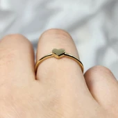 Taşsız Kalp Altın Yüzük - 14 Ayar Altın Minimal Kalp Yüzük - Harf Yazılabilir 14 Ayar Altın Yüzük - 19