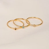 Tektaş Altın Yüzük - Turkuaz Taşlı Minimal 14 Ayar Evlilik Teklifi Yüzüğü thumbnail 6