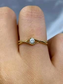 Tektaş Altın Yüzük - 8 Ayar Altın Sonsuzluk 0.50 Karat Zirkon Taşlı Minimal Tek Taş Yüzük thumbnail 6