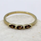 Tria Altın Yüzük - 14 Ayar Altın Tria Mekik Smoky Quartz Taşlı Minimal Kadın Yüzük - Eşe Hediyelik thumbnail 6