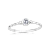 Minimal Altın Yüzük - 14 Ayar Altın Güverseli 0.20 Karat Zirkon Taşlı Tektaş Yüzük - Eşe Yüzük - 9