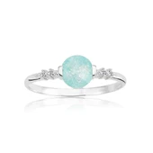 Altın Yüzük - 14 Ayar Altın 0.55 Karat Yuvarlak Mavi Kristal Minimal Yüzük - Eşe, Sevgiliye - 8