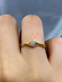 Tektaş Altın Yüzük - 8 Ayar Altın Sonsuzluk 0.50 Karat Zirkon Taşlı Minimal Tek Taş Yüzük thumbnail 11