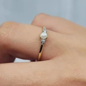 İnci Altın Yüzük - 14 Ayar Altın İnci Minimal Yüzük - Hediyelik, Minimal, Anneler Günü Hediyesi thumbnail 8