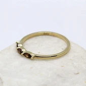 Tria Altın Yüzük - 14 Ayar Altın Tria Mekik Smoky Quartz Taşlı Minimal Kadın Yüzük - Eşe Hediyelik thumbnail 4