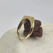 Şövalye Altın Yüzük - 14 Ayar Altın Şövalye Harf İsim Yazılabilir Yüzük - Kişiselleştirilir Yüzük - 7