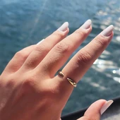 Taşsız Altın Yüzük - 14 Ayar Altın Taşsız Minimal Sade Tasarım Yüzük - Hediyelik, Minimal Yüzük thumbnail 11