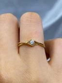 Tektaş Altın Yüzük - 8 Ayar Altın Sonsuzluk 0.50 Karat Zirkon Taşlı Minimal Tek Taş Yüzük thumbnail 7