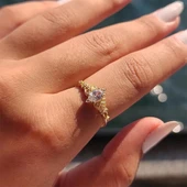 Altın Yüzük - 0.50 Karat Zirkon Taşlı Evlilik Teklifi 14 Ayar Altın Yüzük - 10