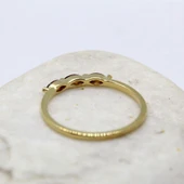 Tria Altın Yüzük - 14 Ayar Altın Tria Mekik Smoky Quartz Taşlı Minimal Kadın Yüzük - Eşe Hediyelik thumbnail 10