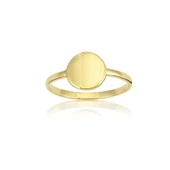 Şövalye Altın Yüzük - 14 Ayar Altın Yuvarlak Harf Yazılabilir Mühür Minimal Yüzük - Hediyelik Yüzük - 10