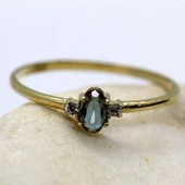 Altın Yüzük - 14 Ayar Altın Oval Tria 0.70 Ct Zultanit Taşlı Minimal Evlilik Teklifi Yüzüğü thumbnail 9