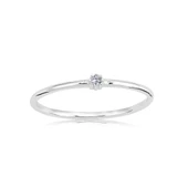 Minimal Altın Yüzük - 14 Ayar Altın 0.05 Ct Zirkon Taşlı Minimal Tektaş Evlilik Teklifi Yüzüğü - 2