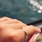 Taşsız Altın Yüzük - 14 Ayar Altın Taşsız Minimal Sade Tasarım Yüzük - Hediyelik, Minimal Yüzük thumbnail 7