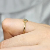 Taşsız Kalp Altın Yüzük - 14 Ayar Altın Minimal Kalp Yüzük - Harf Yazılabilir 14 Ayar Altın Yüzük - 6