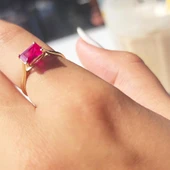 Baget Altın Tektaş Yüzük - 14 Ayar Altın 1.10 Karat Tektaş Ruby Taşlı Evlilik Teklifi Yüzüğü - 8