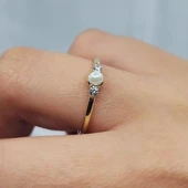 İnci Altın Yüzük - 14 Ayar Altın İnci Minimal Yüzük - Hediyelik, Minimal, Anneler Günü Hediyesi thumbnail 11