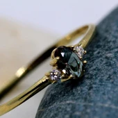 Altın Yüzük - 14 Ayar Altın Oval Tria 0.70 Ct Zultanit Taşlı Minimal Evlilik Teklifi Yüzüğü thumbnail 2