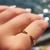 Taşsız Altın Yüzük - 14 Ayar Altın Taşsız Minimal Sade Tasarım Yüzük - Hediyelik, Minimal Yüzük thumbnail 6