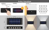 ShopyTech 12 LED Güneş Enerjili Çift Yönlü Duvar Lambası IP65 Otomatik Gece Aydınlatma Kablolamasız Montaj thumbnail 10
