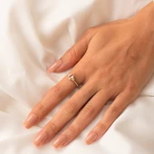 Evlilik Teklifi Altın Yüzük - 14 Ayar Altın Oval Kesim Pembe Safir Tektaş Evlilik Tekliği Yüzüğü - 4