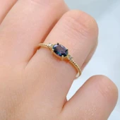 Tria Altın Yüzük - 14 Ayar Altın Oval Mistik Topaz Taşlı Kadın Tektaş Yüzük - Tektaş, Minimal Yüzük - 1