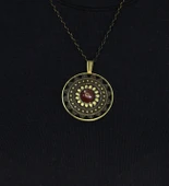 Doğal Taş Akik Doğal Taşlı Yuvarlak Model Antik Kadın Kolye euk46a thumbnail 2