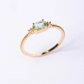 Tria Altın Yüzük - 14 Ayar Altın Oval Topaz Taşlı Yüzük - Hediyelik, Anneler Gününe Özel Yüzük thumbnail 11