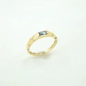 Baget Altın Yüzük - 14 Ayar Altın Baget Mistik Topaz Taşlı Kadın Yüzük - Hediyelik Altın Yüzük - 3