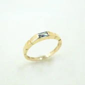 Baget Altın Yüzük - 14 Ayar Altın Baget Mistik Topaz Taşlı Kadın Yüzük - Hediyelik Altın Yüzük - 7