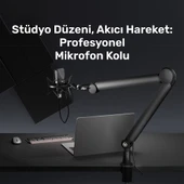 NPO STD131B Stüdyo Tasarım  Kablo Yönetimli  Amortisörlü Profesyonel Yayıncı Mikrofon Kolu thumbnail 2