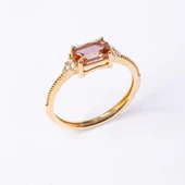 Altın Yüzük - 14 Ayar Altın Oval Zümrüt Kesim Zultanit Taşlı Evlilik Teklifi Yüzüğü thumbnail 8