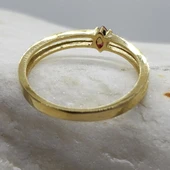 Tektaş Altın Yüzük - 14 Ayar Altın Markiz 0.30 Karat Yakut Taşlı Minimal Tek Taş Kadın Yüzük - 5