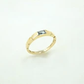 Baget Altın Yüzük - 14 Ayar Altın Baget Mistik Topaz Taşlı Kadın Yüzük - Hediyelik Altın Yüzük - 8