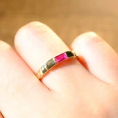 Baget Altın Yüzük - 14 Ayar Altın Baget Yakut Taşlı Kadın Yüzük - Anneler Günü, Sevgiliye Hediye - 1