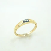 Baget Altın Yüzük - 14 Ayar Altın Baget Mistik Topaz Taşlı Kadın Yüzük - Hediyelik Altın Yüzük - 2