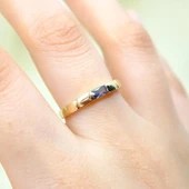 Baget Altın Yüzük - 14 Ayar Altın Baget Mistik Topaz Taşlı Kadın Yüzük - Hediyelik Altın Yüzük - 6