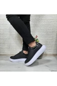 BESTOF AYAKKABI Bestof 150 Siyah-Beyaz Fuspetli Sneaker Düz Taban Spor Ayakkabı thumbnail 6