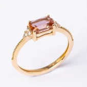 Altın Yüzük - 14 Ayar Altın Oval Zümrüt Kesim Zultanit Taşlı Evlilik Teklifi Yüzüğü thumbnail 1