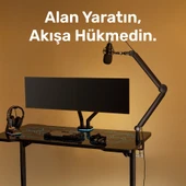 NPO STD131B Stüdyo Tasarım  Kablo Yönetimli  Amortisörlü Profesyonel Yayıncı Mikrofon Kolu thumbnail 3