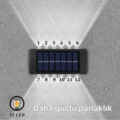 ShopyTech 12 LED Güneş Enerjili Çift Yönlü Duvar Lambası IP65 Otomatik Gece Aydınlatma Kablolamasız Montaj thumbnail 7