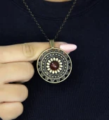 Doğal Taş Akik Doğal Taşlı Yuvarlak Model Antik Kadın Kolye euk46a thumbnail 1