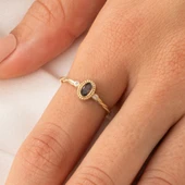 Altın Yüzük - 0.55 Ct Brown (Smoky) 0.10 Ct Pırlanta Swarovski Taşlı 14 Ayar Altın Evlilik Teklifi Yüzüğü - 3