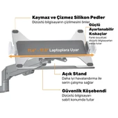 NPO STDNBH6 11.6"-17.3" Notebook/Laptop Tutucu Tepsi VESA 75x75 Uyumlu Monitör Kolu Aparatı thumbnail 2