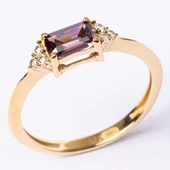 Altın Yüzük - 14 Ayar Altın Zümrüt Kesim Smoky Taşlı Minimal Yüzük - Eşe, Sevgiliye Hediye Yüzük - 1